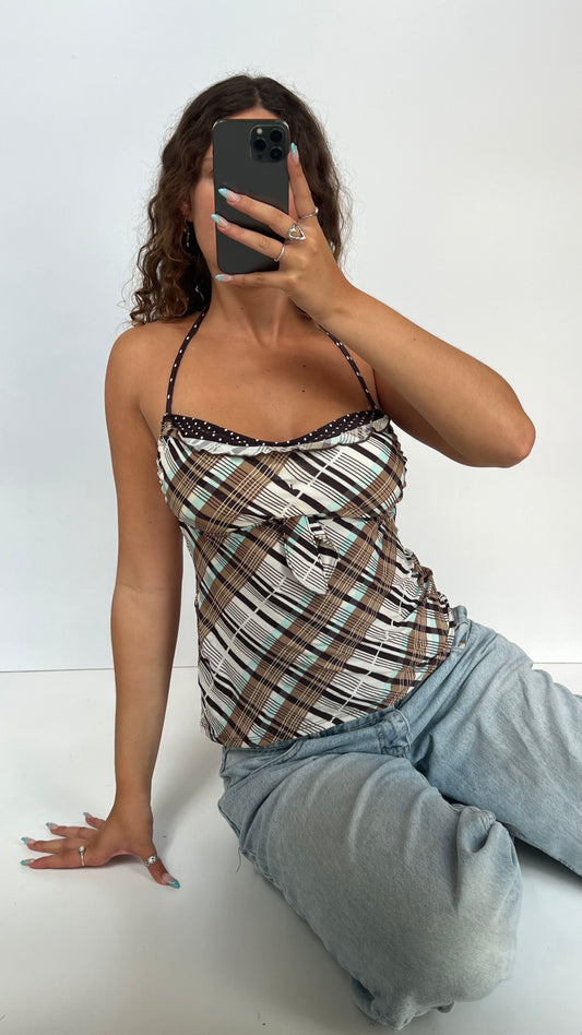 00s brown plaid cami- size M