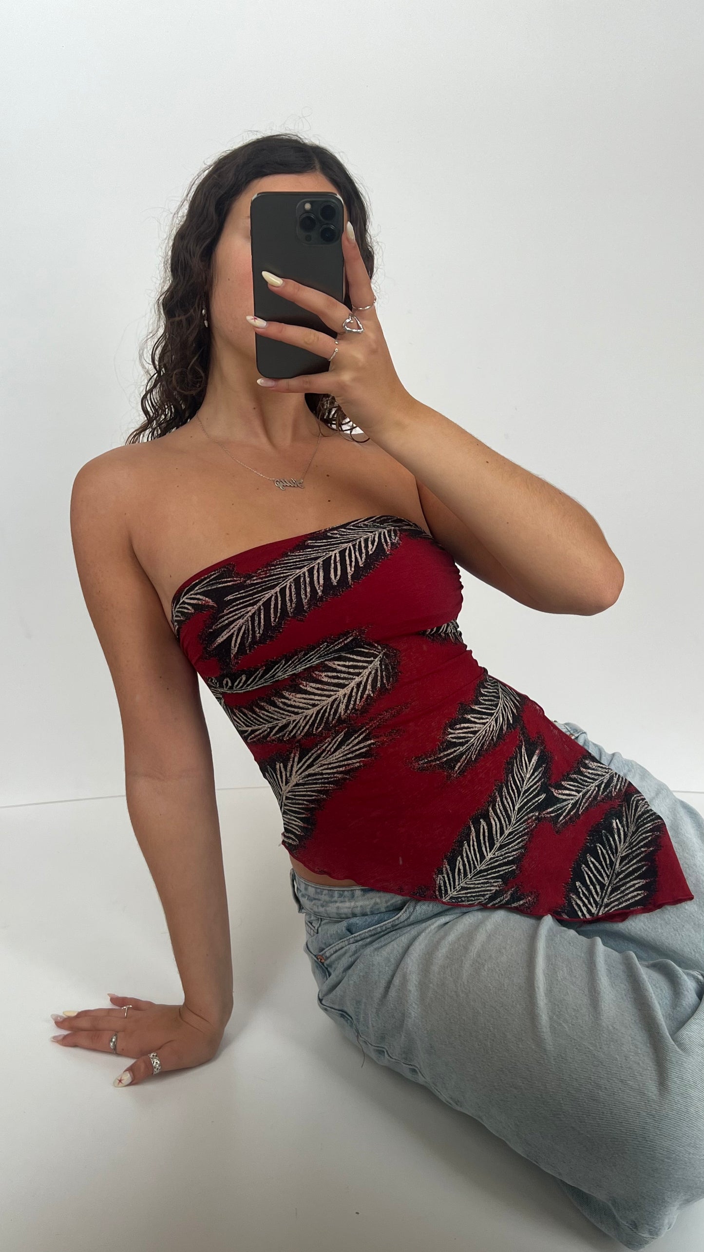 00s red strapless cami- size XS