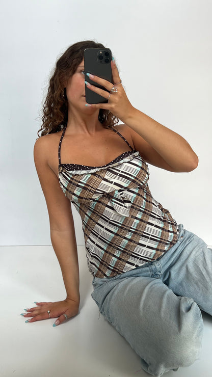 00s brown plaid cami- size M