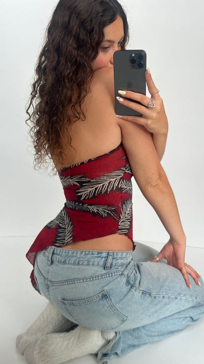 00s red strapless cami- size XS