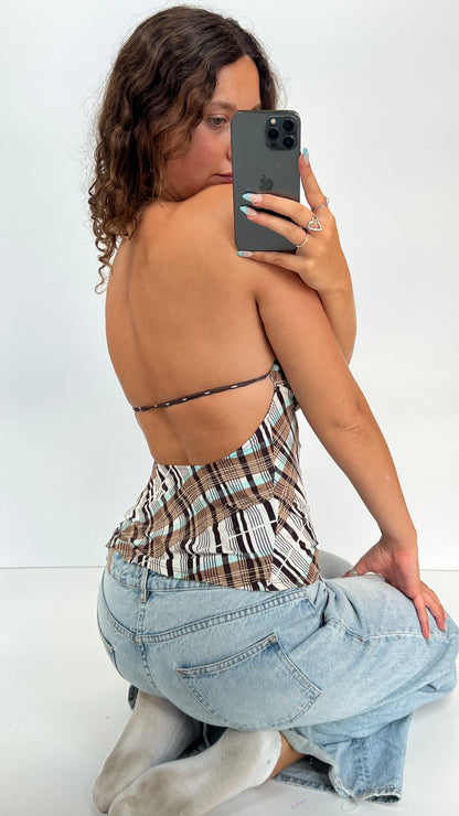 00s brown plaid cami- size M