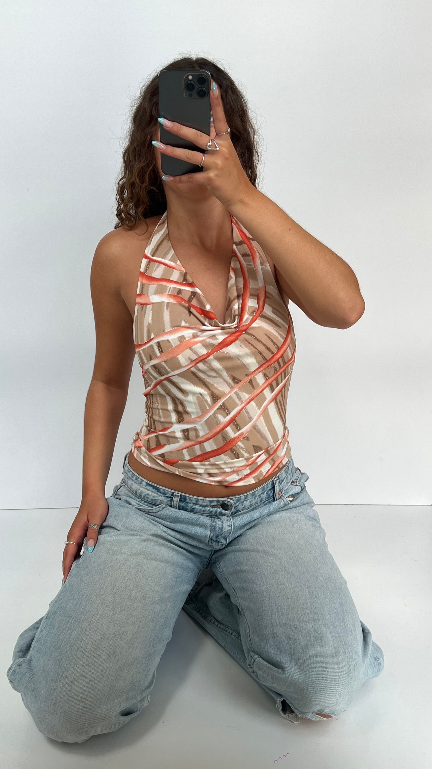 00s brown backless cami- size S