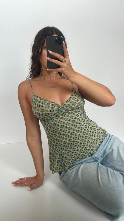 00s green patterned cami- size M