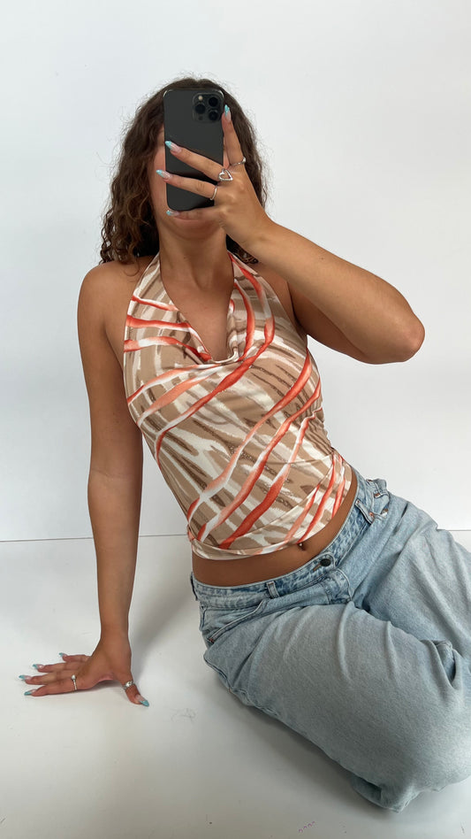 00s brown backless cami- size S
