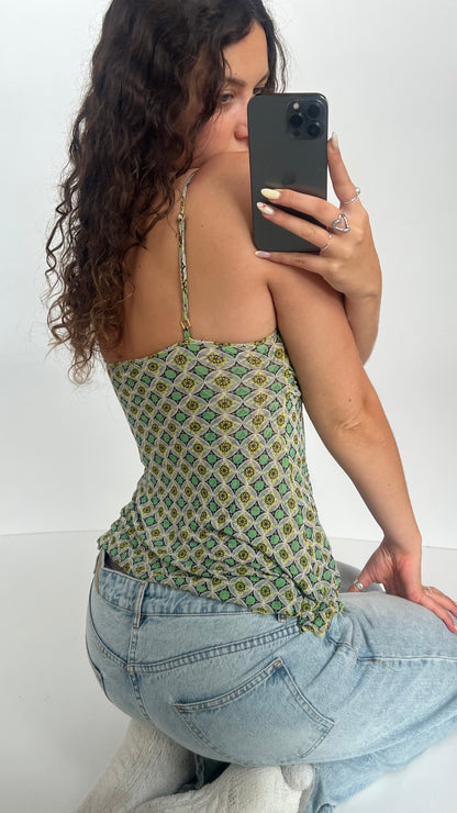 00s green patterned cami- size M
