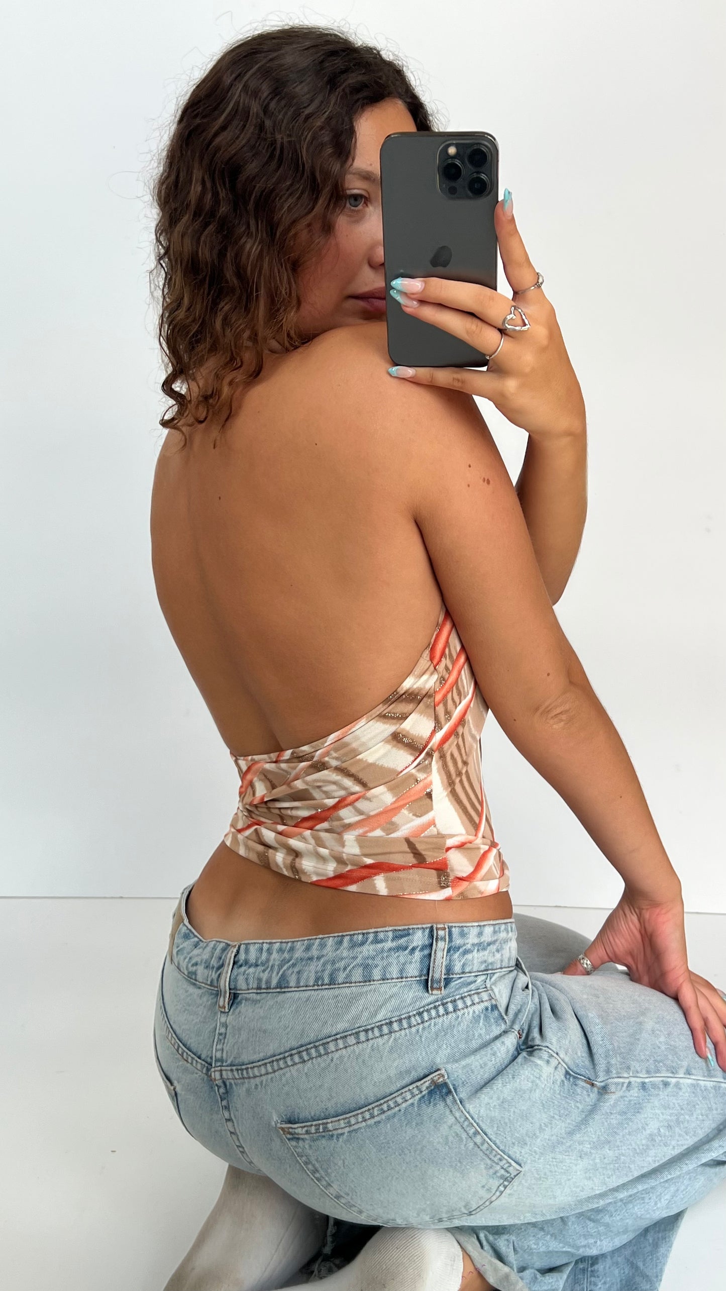 00s brown backless cami- size S