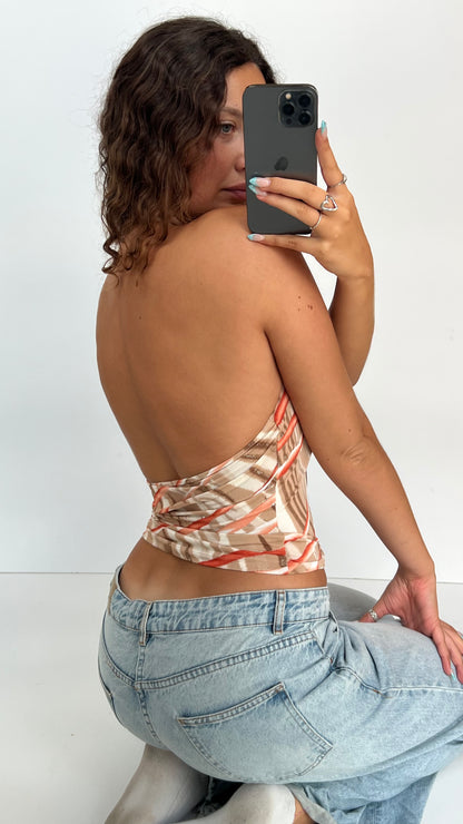 00s brown backless cami- size S