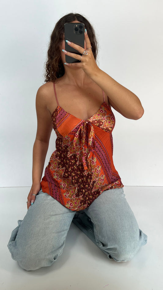 00s orange boho cami- size L