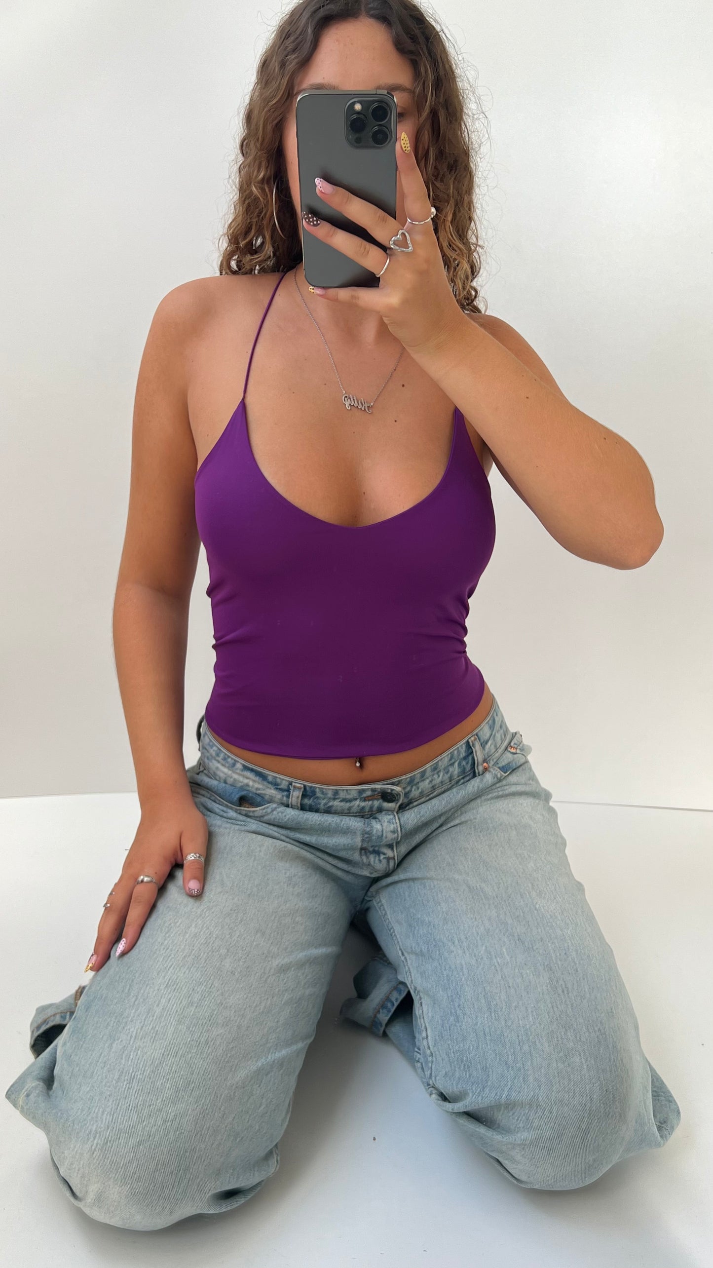 00s purple strappy cami- size S