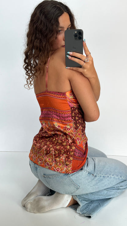 00s orange boho cami- size L