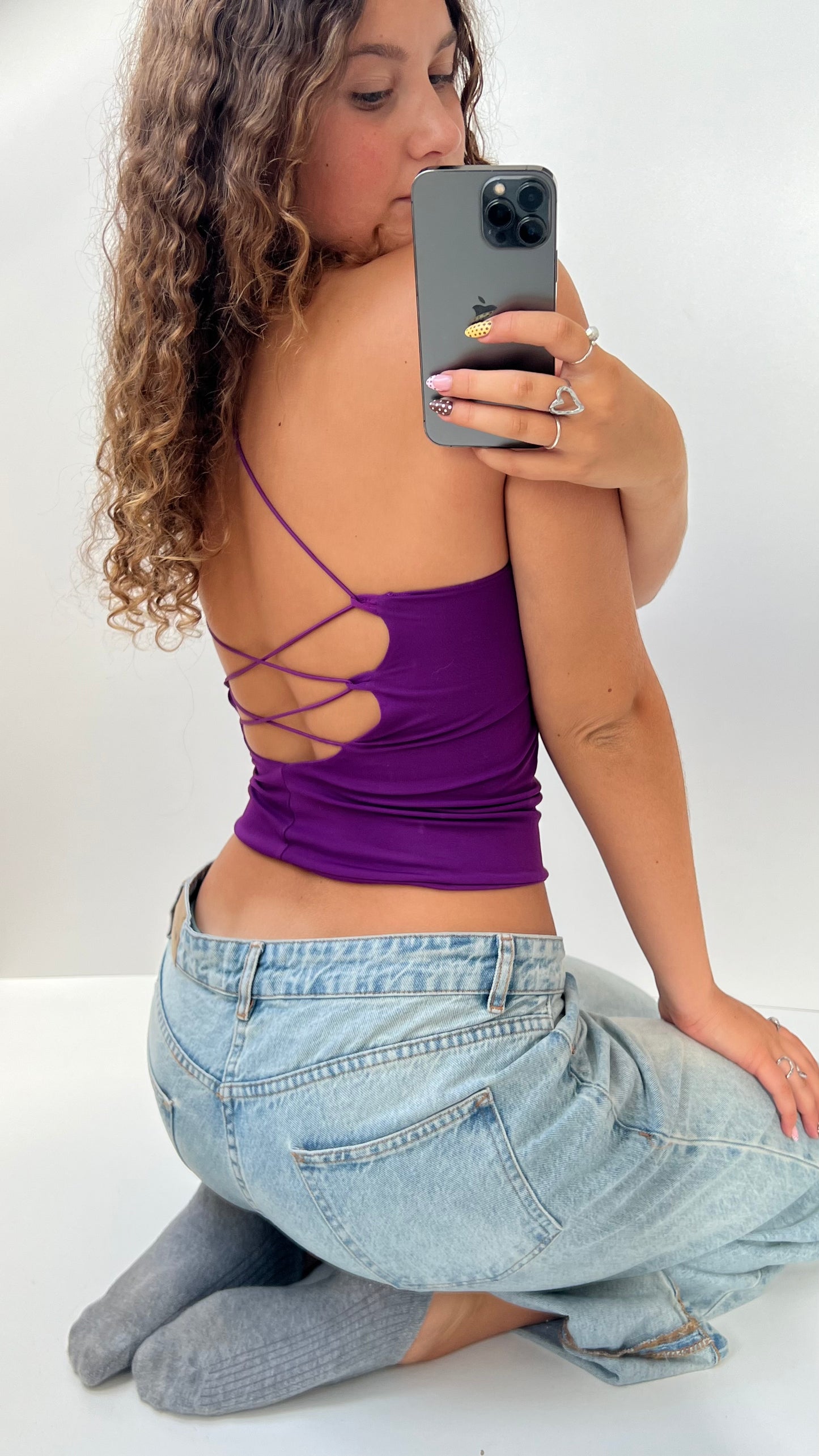 00s purple strappy cami- size S
