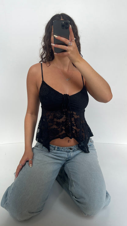 00s black lace babydoll cami- size S