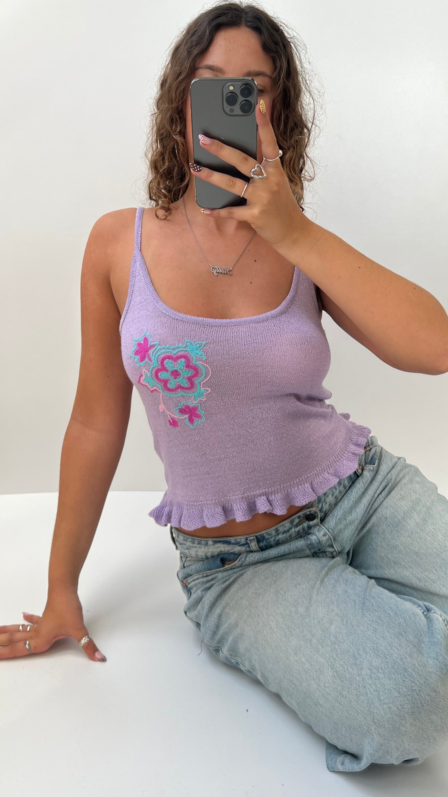 00s lilac knit cami- size S