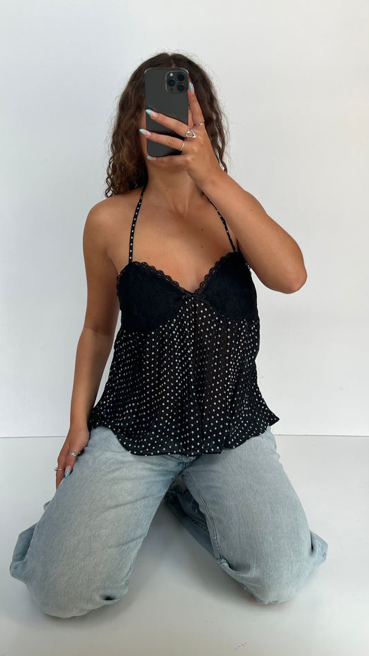 00s black polka dot cami- size M