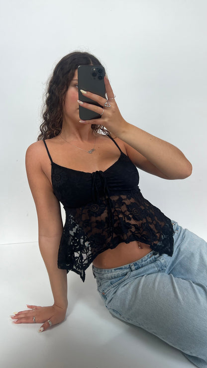 00s black lace babydoll cami- size S