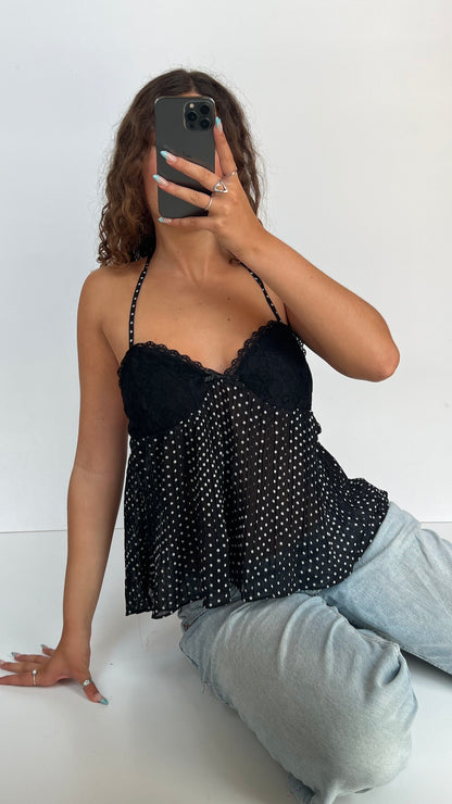 00s black polka dot cami- size M