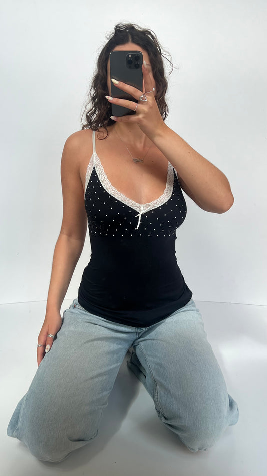 00s black polka dot cami- size M