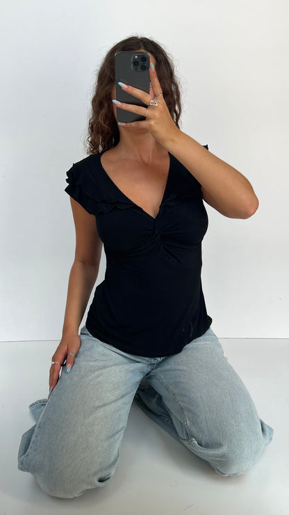 00s black babydoll top- size S