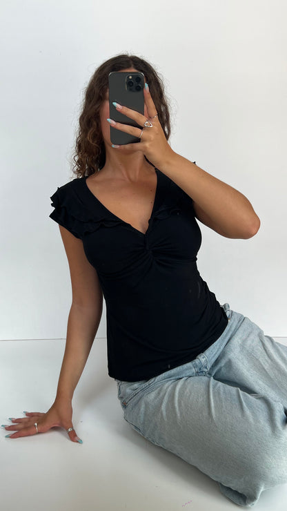 00s black babydoll top- size S