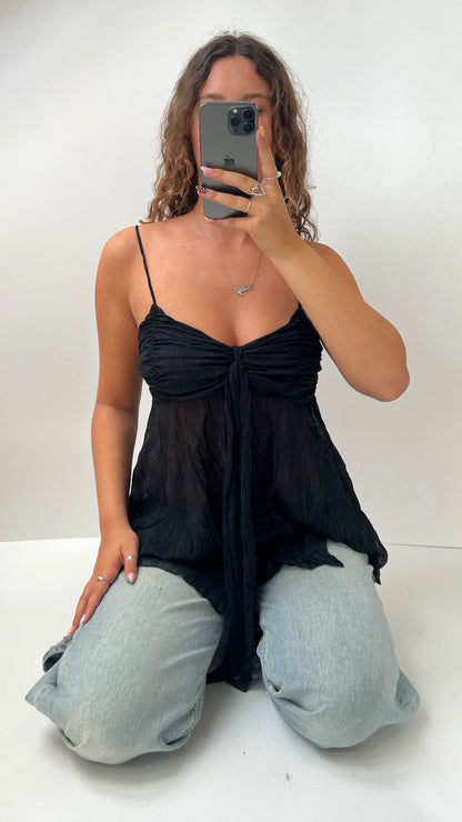 00s black mesh babydoll cami- size S