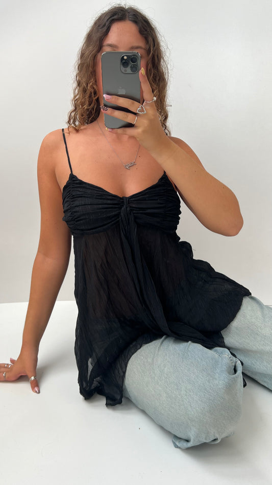 00s black mesh babydoll cami- size S