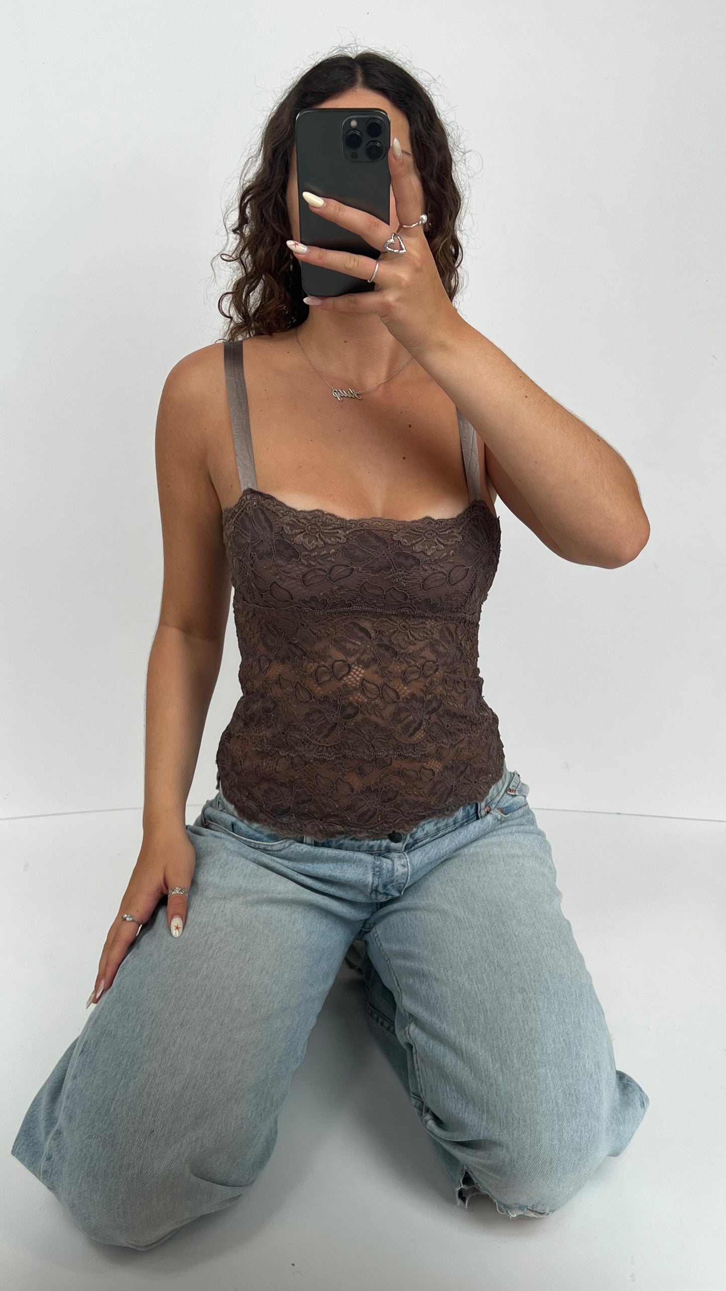 00s brown lace cami- size S