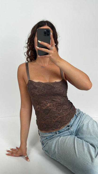 00s brown lace cami- size S