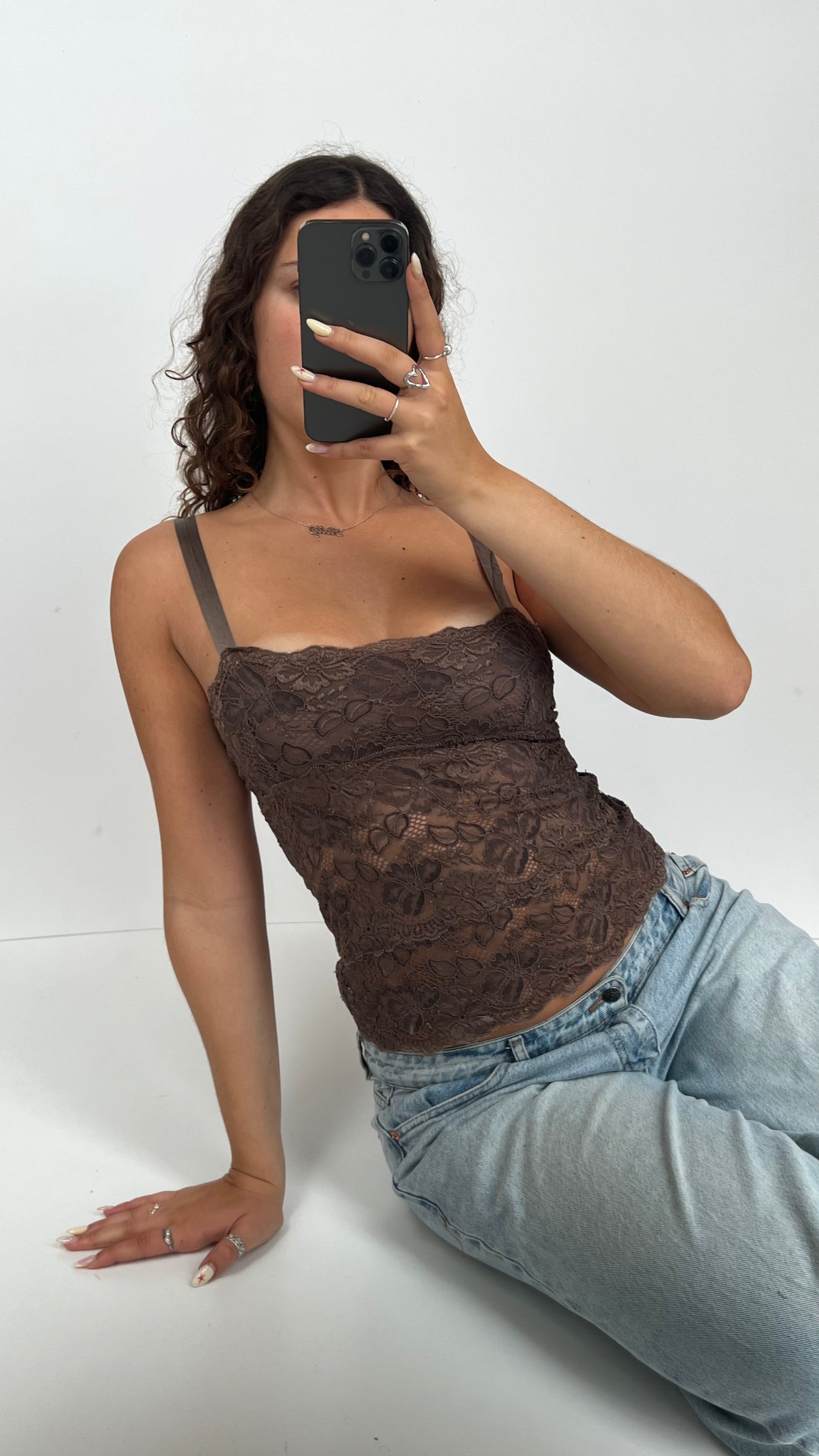 00s brown lace cami- size S