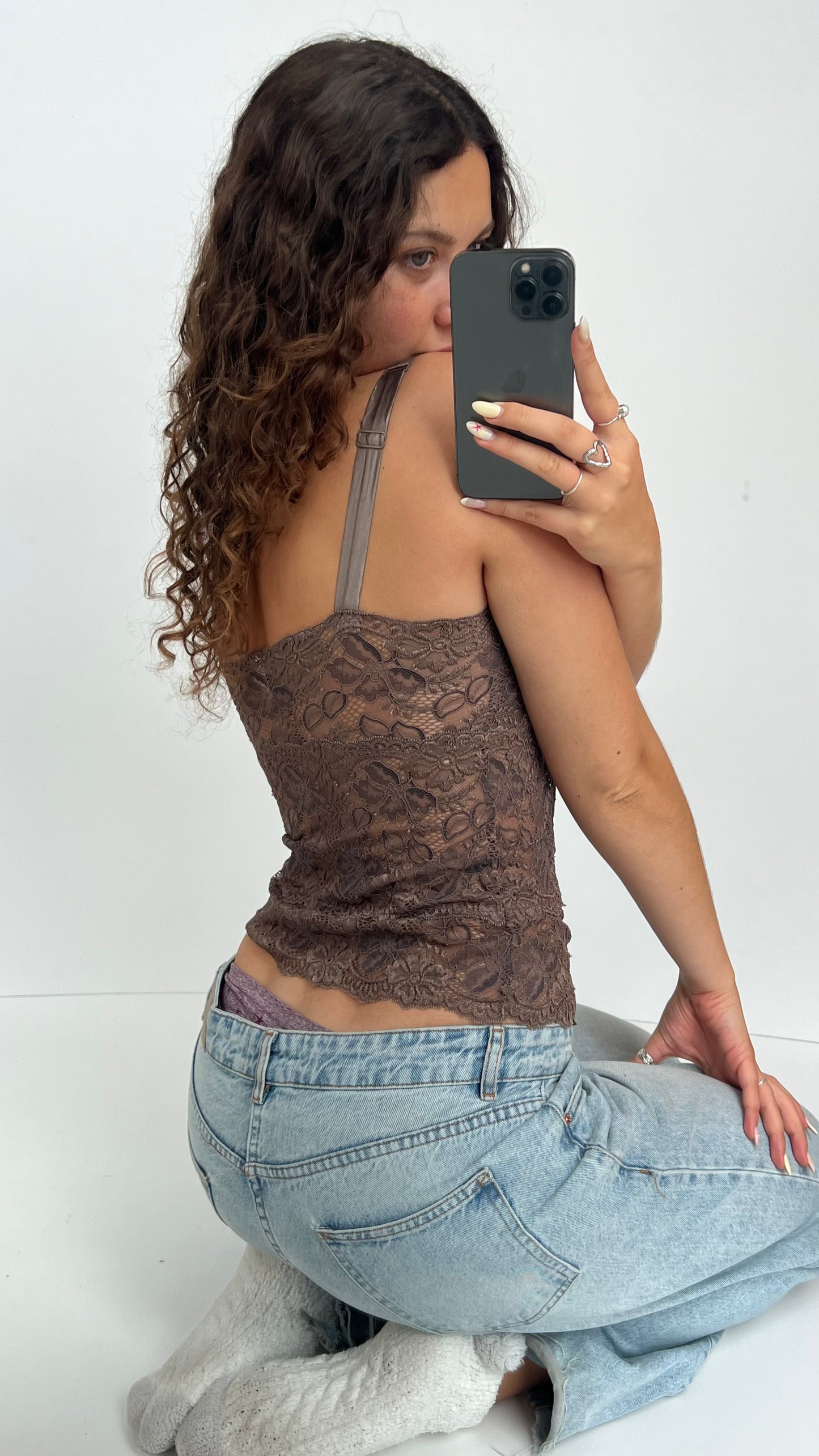 00s brown lace cami- size S