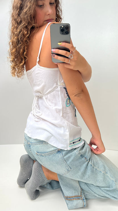 00s white embroidered cami- size M