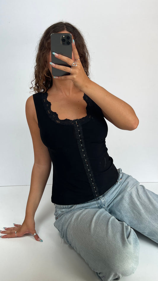 00s black corset cami- size M