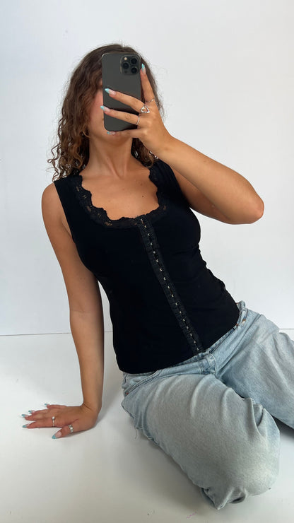 00s black corset cami- size M