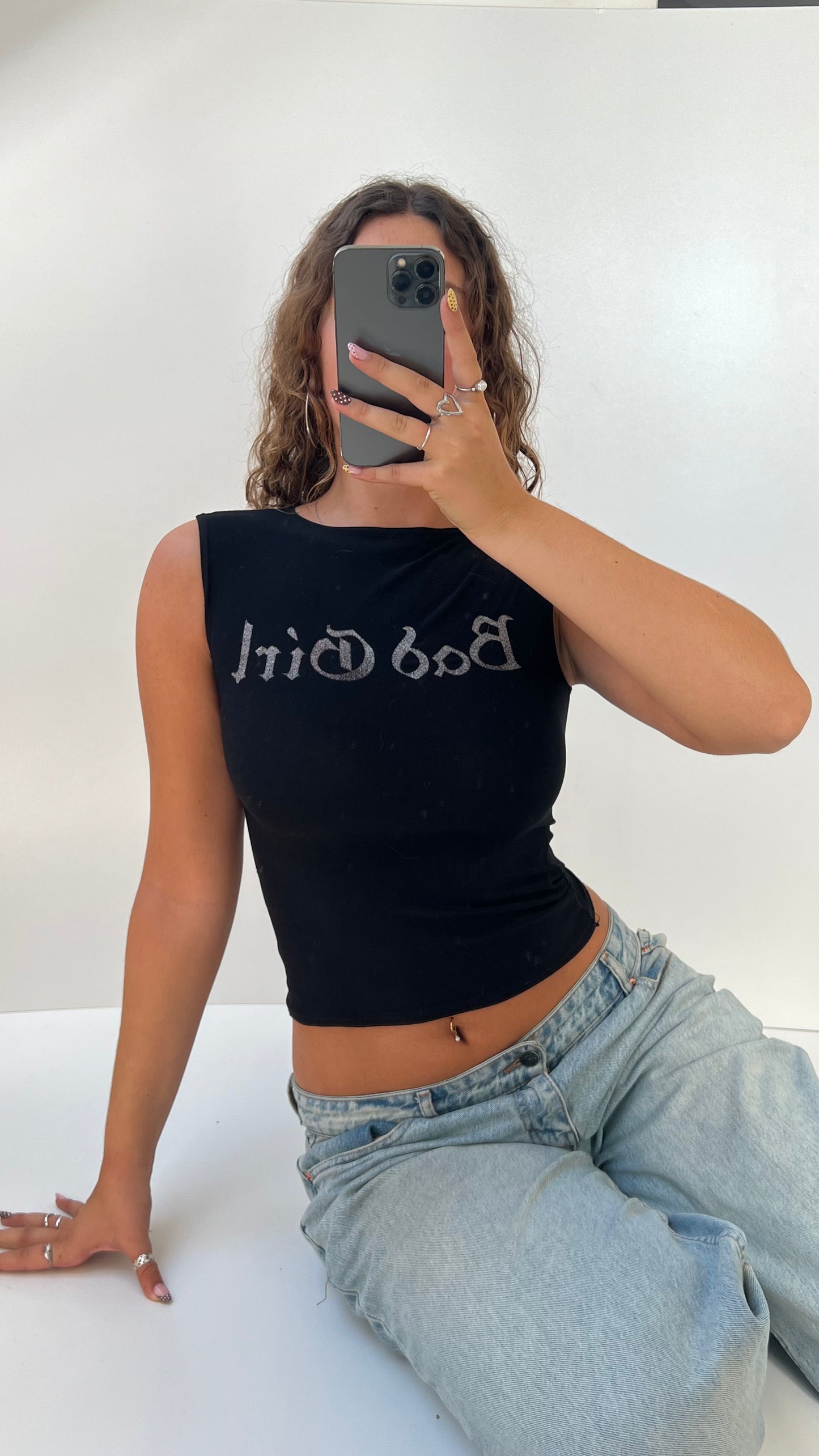 00s bad girl black tank top- size S