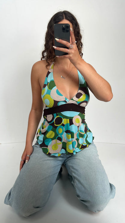 00s green patterned cami- size S