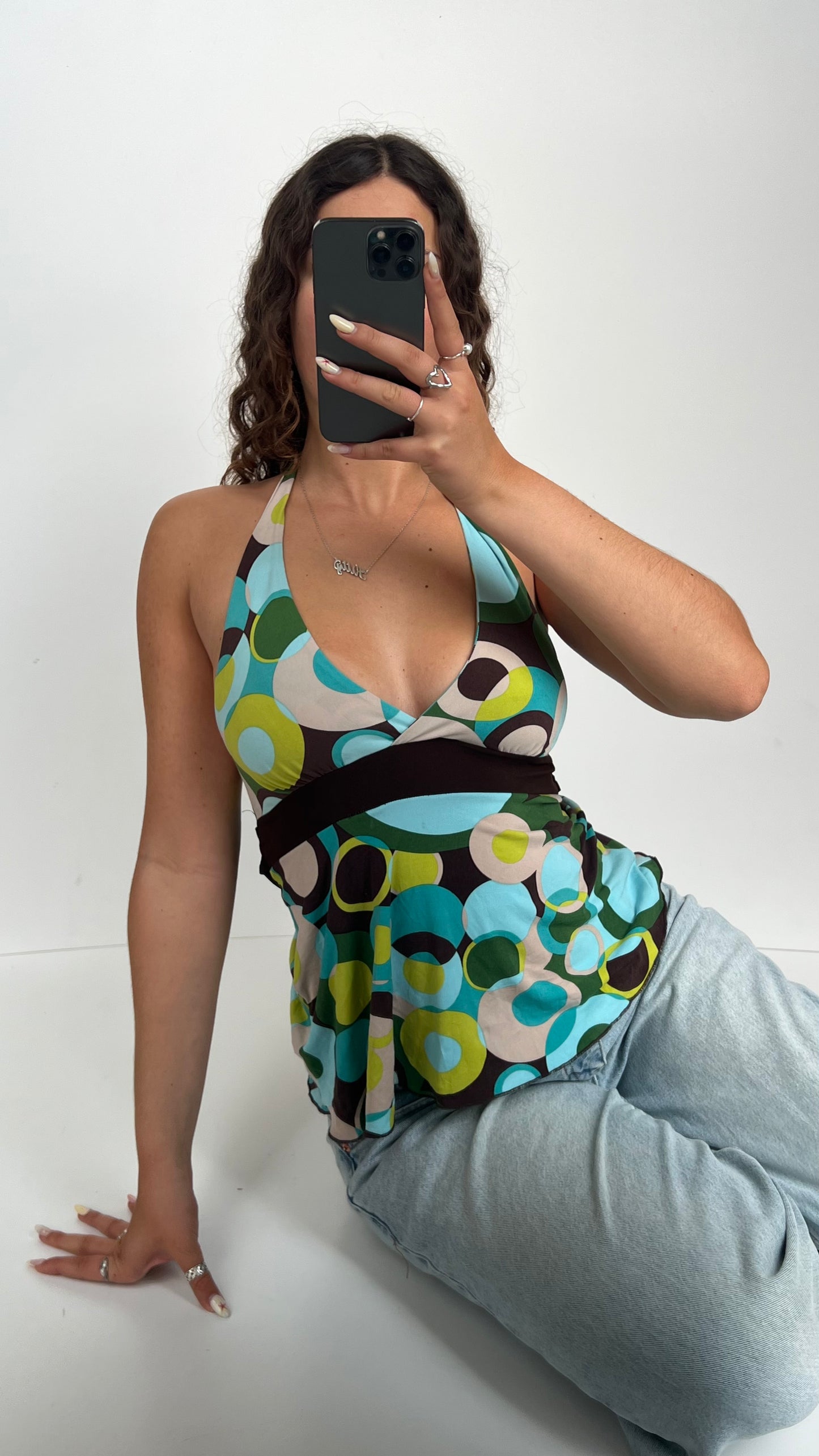 00s green patterned cami- size S