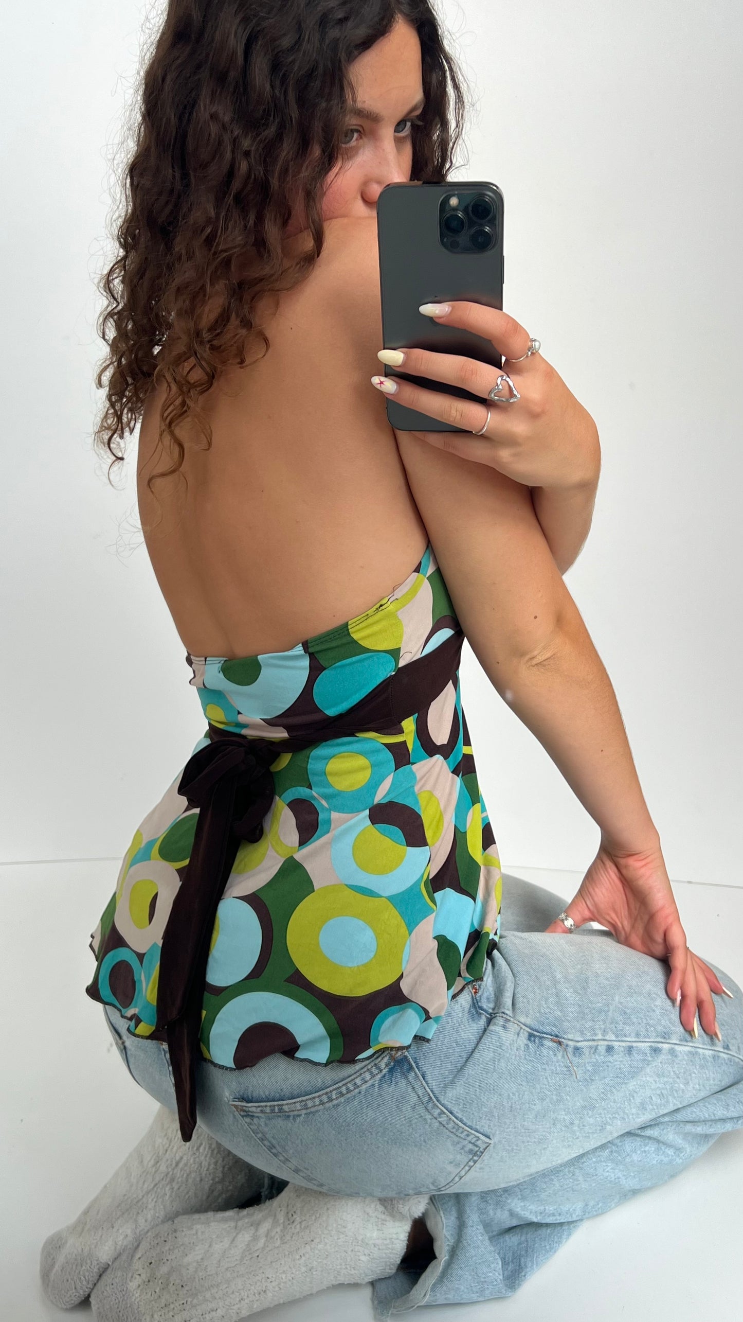 00s green patterned cami- size S