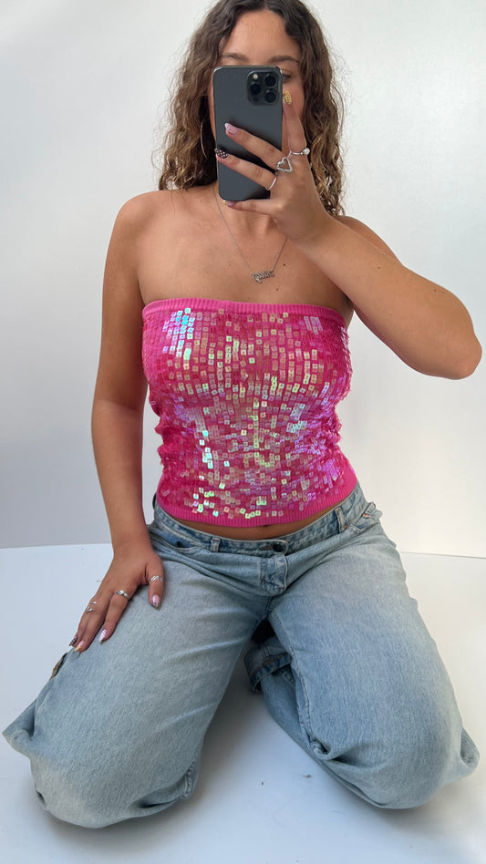 00s pink sequin cami- size S