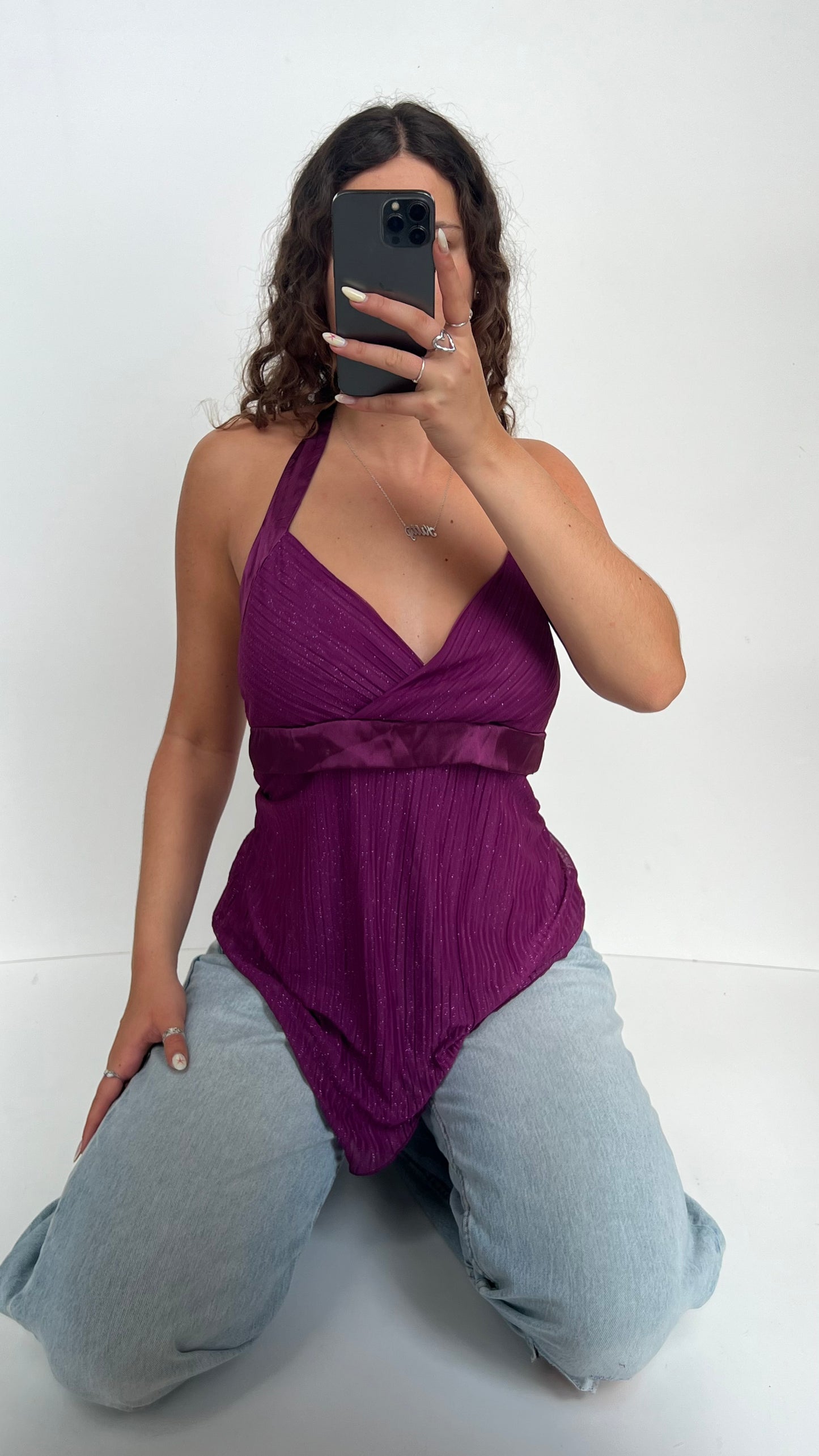 00s purple glitter cami- size L