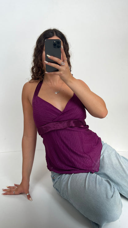00s purple glitter cami- size L