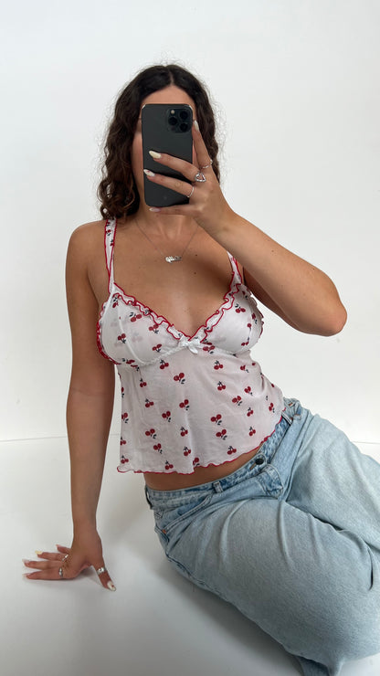 00s white cherry cami- size S