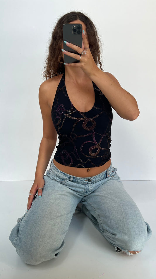 00s black glitter cami- size M