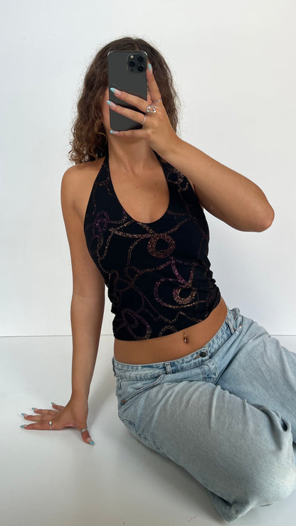 00s black glitter cami- size M