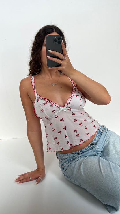 00s white cherry cami- size S
