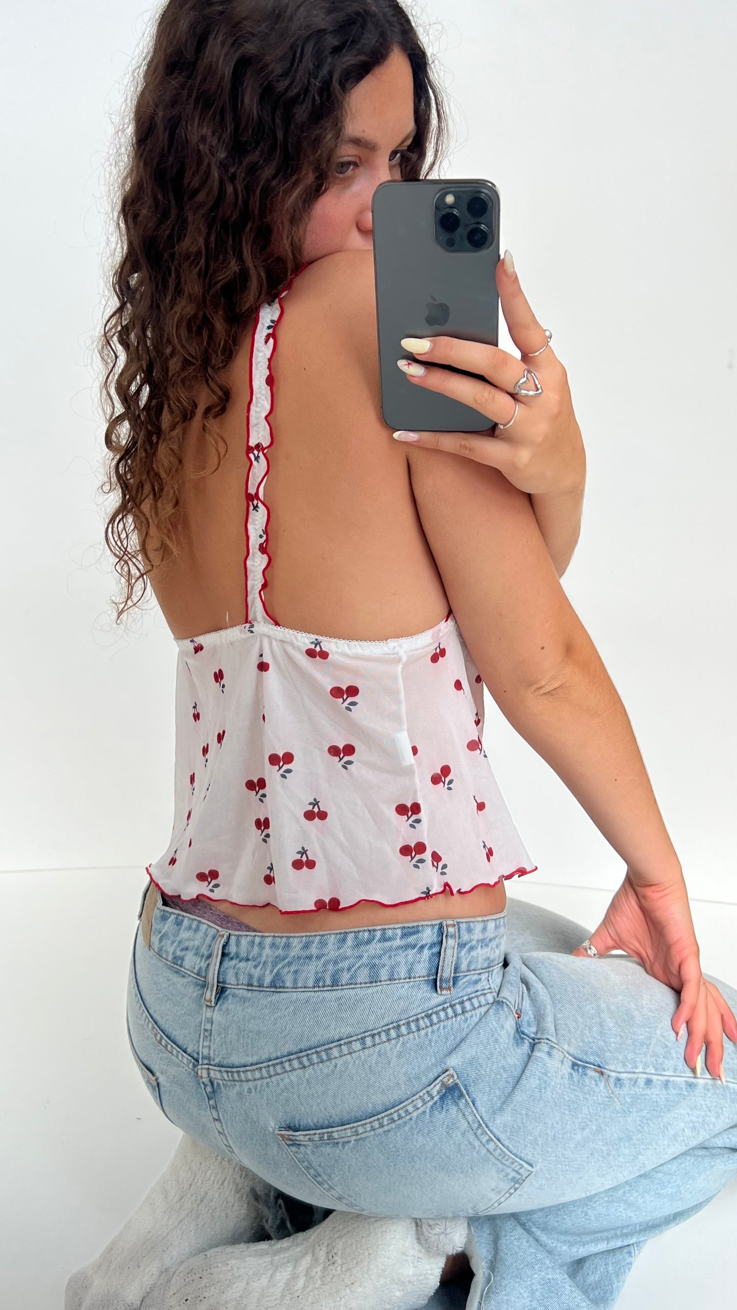 00s white cherry cami- size S