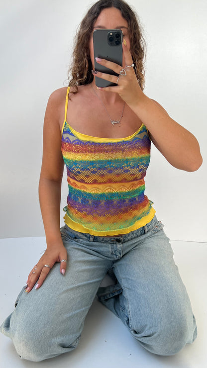 00s yellow crochet cami- size S