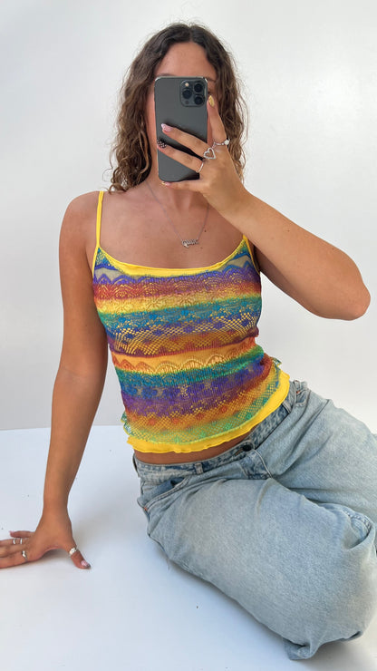 00s yellow crochet cami- size S