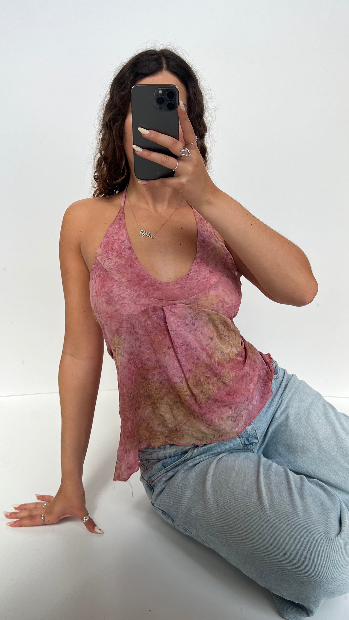 00s pink mesh babydoll cami- size M