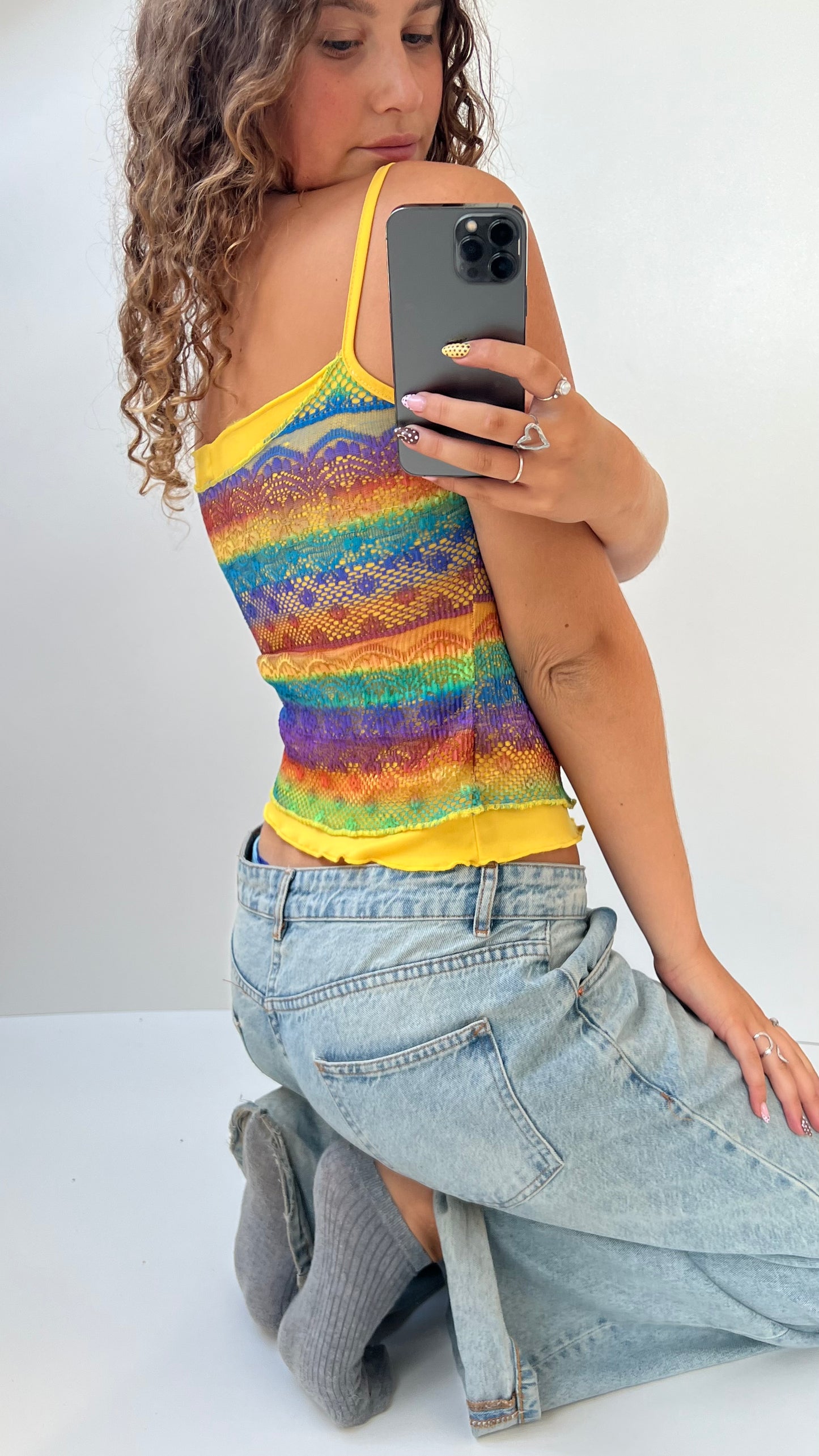 00s yellow crochet cami- size S