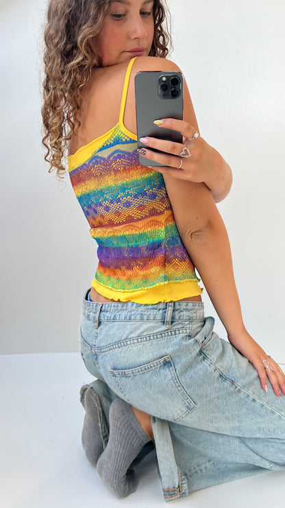 00s yellow crochet cami- size S