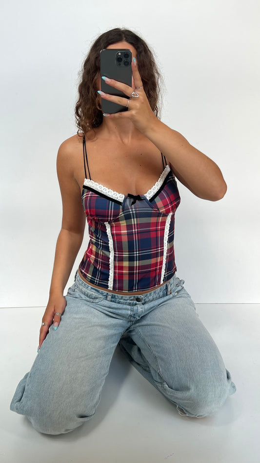 00s red gingham cami- size M
